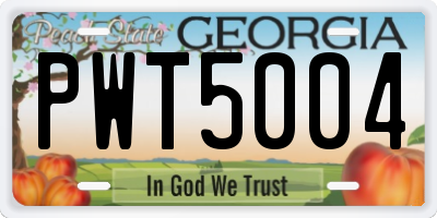 GA license plate PWT5004