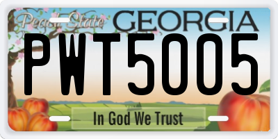 GA license plate PWT5005