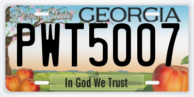 GA license plate PWT5007