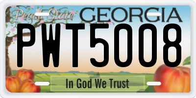 GA license plate PWT5008