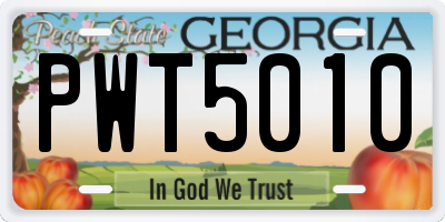 GA license plate PWT5010