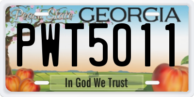 GA license plate PWT5011