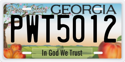 GA license plate PWT5012