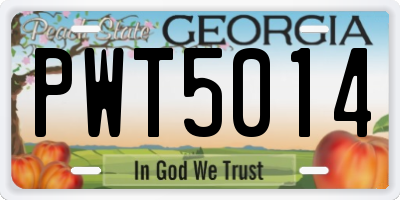 GA license plate PWT5014