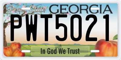 GA license plate PWT5021