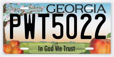 GA license plate PWT5022