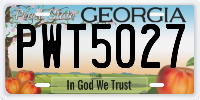 GA license plate PWT5027