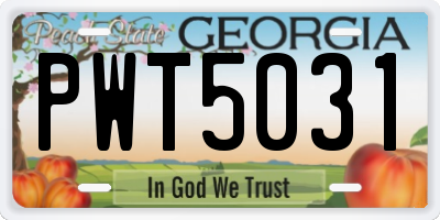 GA license plate PWT5031