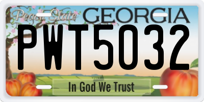 GA license plate PWT5032