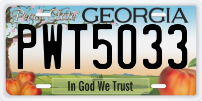 GA license plate PWT5033