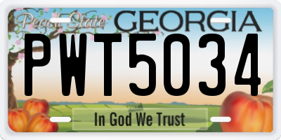 GA license plate PWT5034