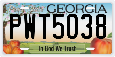 GA license plate PWT5038