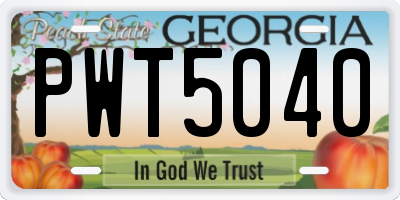 GA license plate PWT5040