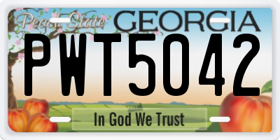 GA license plate PWT5042