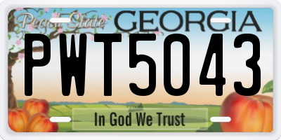 GA license plate PWT5043