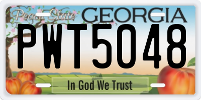 GA license plate PWT5048