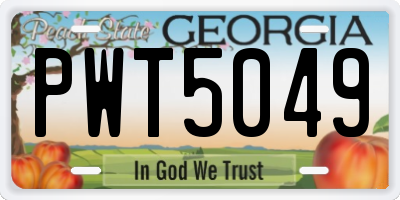 GA license plate PWT5049