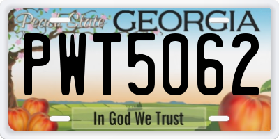 GA license plate PWT5062