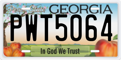 GA license plate PWT5064