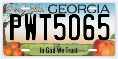 GA license plate PWT5065