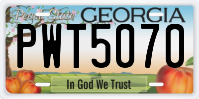 GA license plate PWT5070