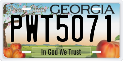 GA license plate PWT5071