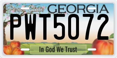 GA license plate PWT5072
