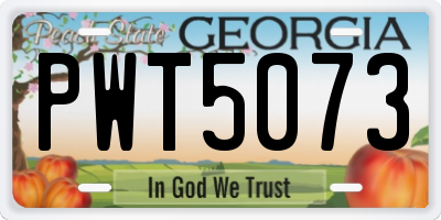 GA license plate PWT5073