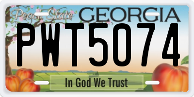 GA license plate PWT5074
