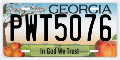 GA license plate PWT5076