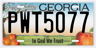 GA license plate PWT5077