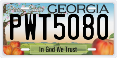 GA license plate PWT5080