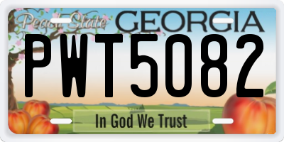 GA license plate PWT5082