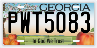 GA license plate PWT5083