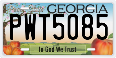 GA license plate PWT5085