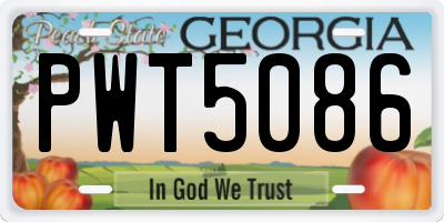 GA license plate PWT5086