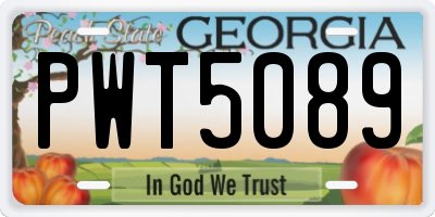 GA license plate PWT5089