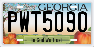GA license plate PWT5090