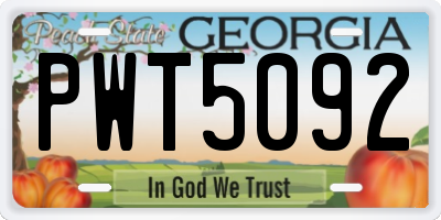 GA license plate PWT5092