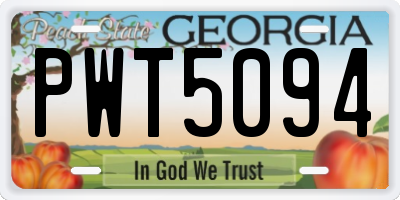 GA license plate PWT5094