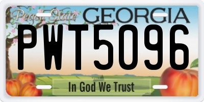 GA license plate PWT5096