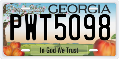 GA license plate PWT5098