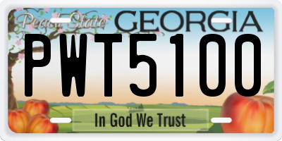 GA license plate PWT5100