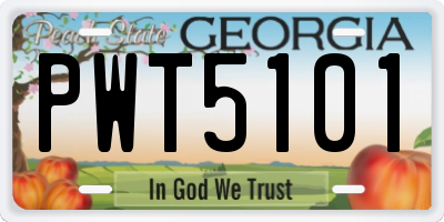 GA license plate PWT5101