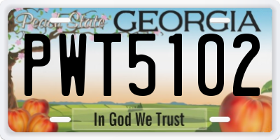 GA license plate PWT5102