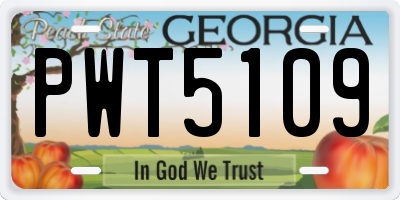 GA license plate PWT5109