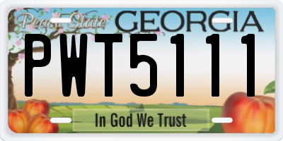 GA license plate PWT5111