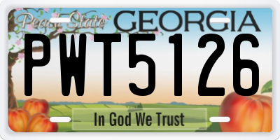 GA license plate PWT5126