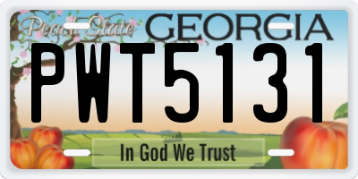 GA license plate PWT5131
