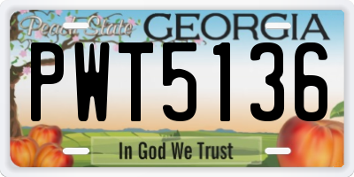 GA license plate PWT5136